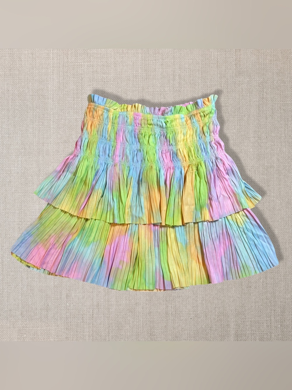 Current Air XS Cotton Candy Rainbow Pleated Tiered Skirt Pastel NWT